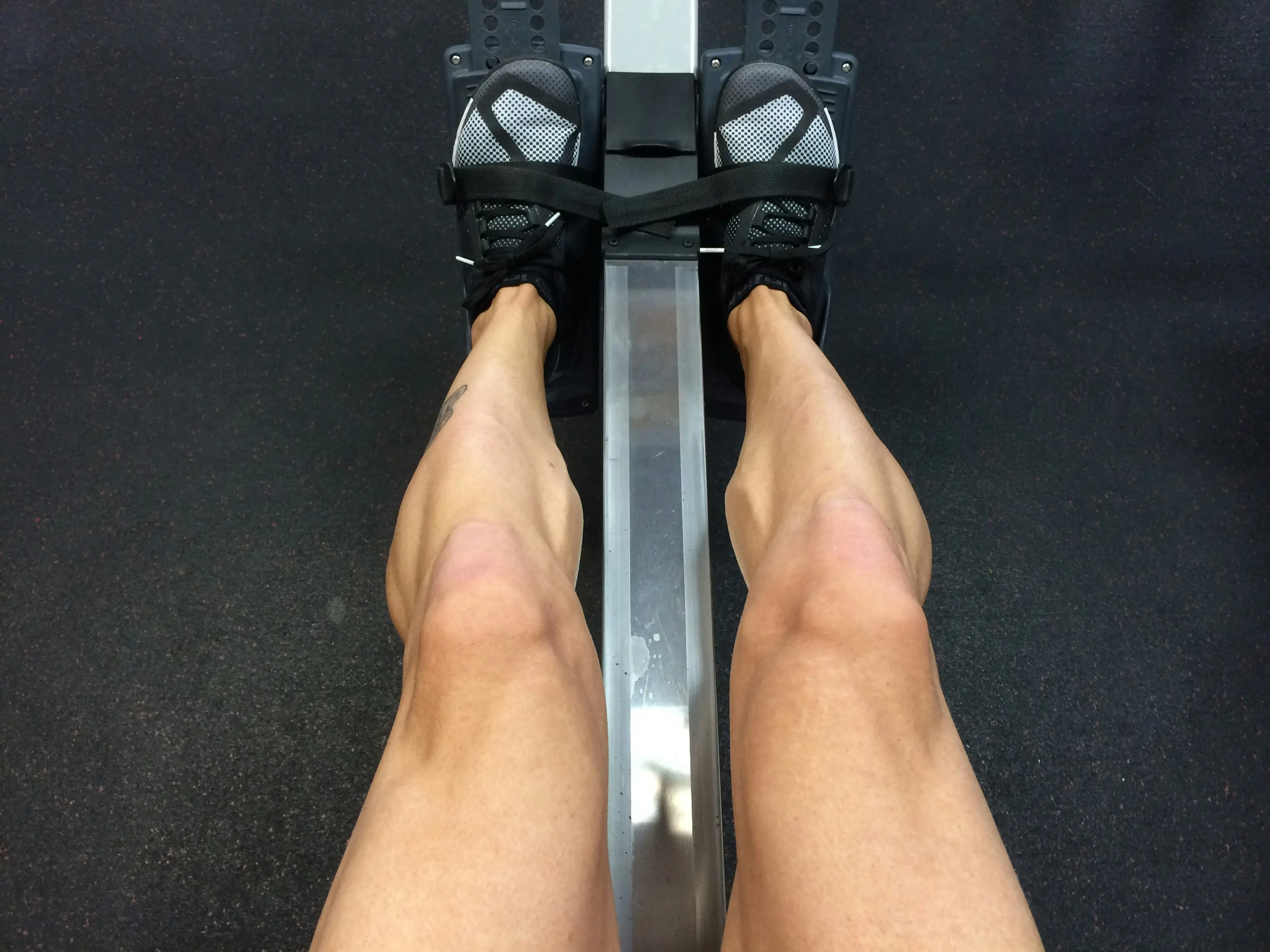 Legs on a rowing machine